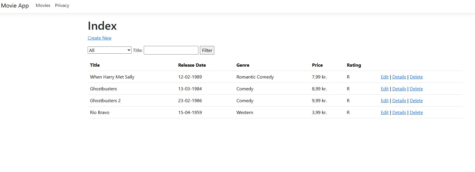 Movies Database Application Screenshot
